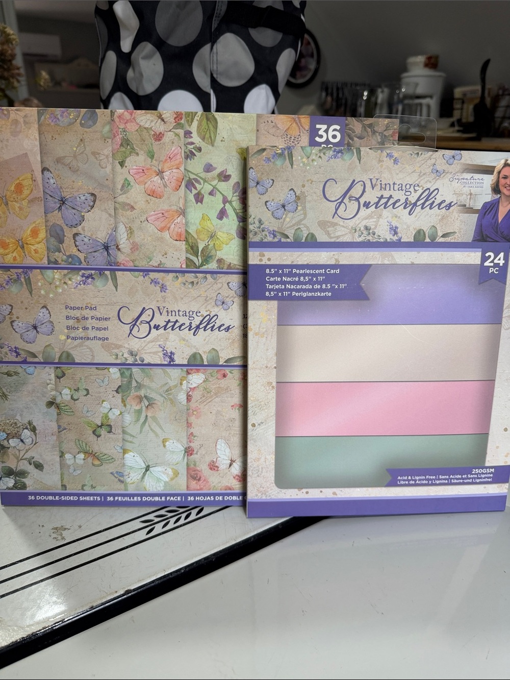 Crafters Companion Vintage Butterflies Patterned Paper Pad & Pearlescent Card